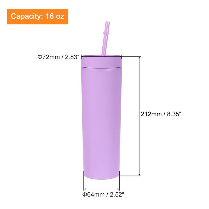 Skinny Tumbler with Lids and Straws, 16Oz Matte Skinny Tumbler Bulk - Light Purple