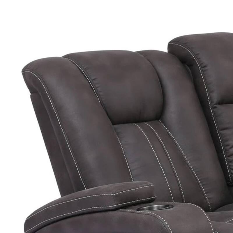 Dual Reclining Glider Loveseat with Lift Top Armrest and Cup Holders, Dark Gray