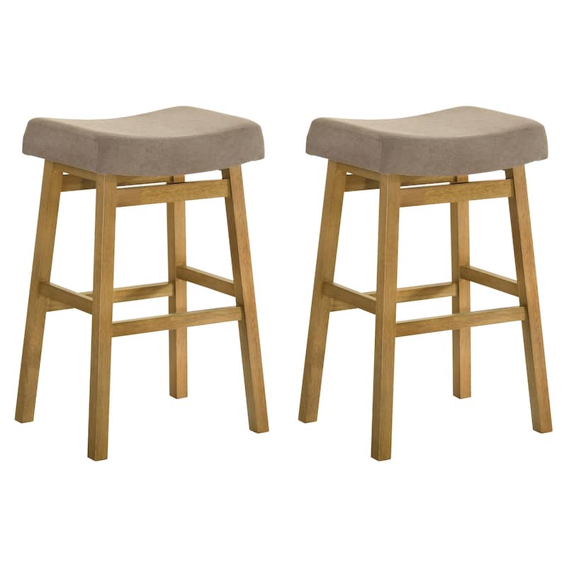 Lenon Modern Farmhouse Backless Bar Stool, Saddle Counter Stool with Upholstered Seat - Set of 2 - Amber Glow - Bar Height