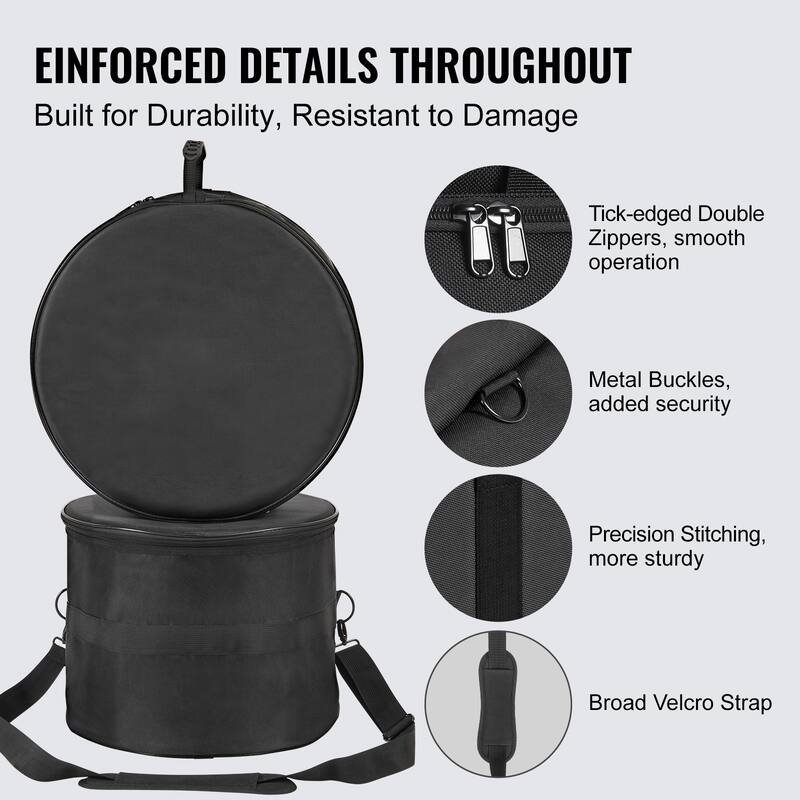 5-Piece Drum Bag Kit, Durable 1680D Oxford Material - 4.92 ft 0.39 in