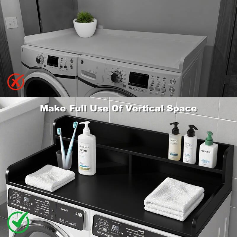 2-Tier Washer and Dryer Countertop with 2.75" H Guard, 54" W x 27.5" D Laundry Countertop Cover