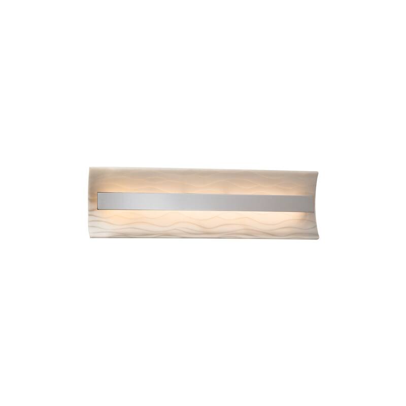 Justice Design Porcelina Contour 21-inch Polished Chrome ADA LED Wall/ Bath Bar, Waves Shade - Polished Chrome