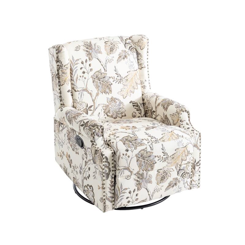 Linen Manual Swivel Base Recliner Chair with Footrest