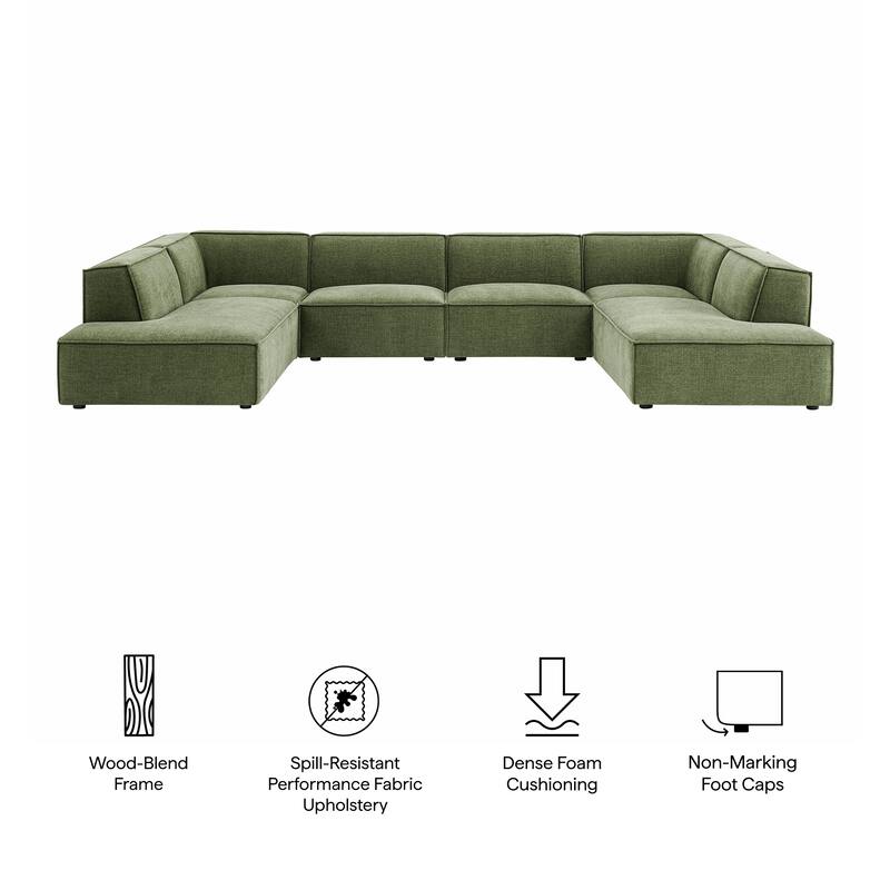 Restore 6-Piece Performance Fabric Upholstered U-Shaped Sectional Sofa