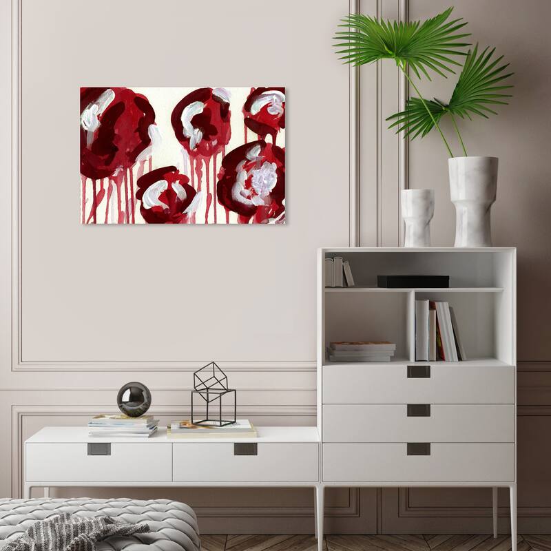 Wynwood Studio Canvas Abstract Rananculus Obsession Red and Dark Red Modern & Contemporary Wall Art Canvas Print - 16 x 24