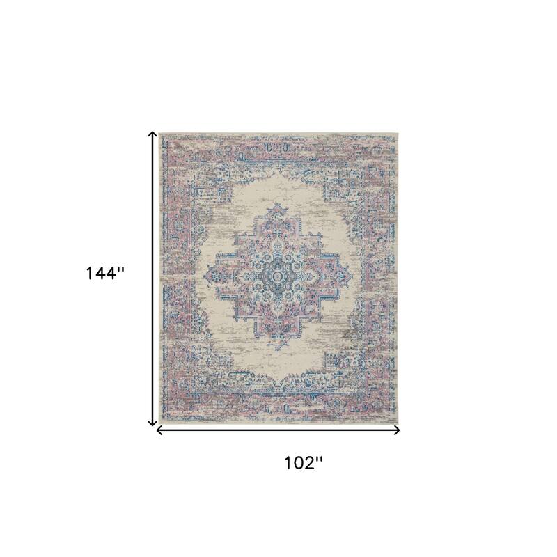 Power Loomed Distressed Floral Non Skid Stain Resistant Area Rug - 144' X '102' X '0.5