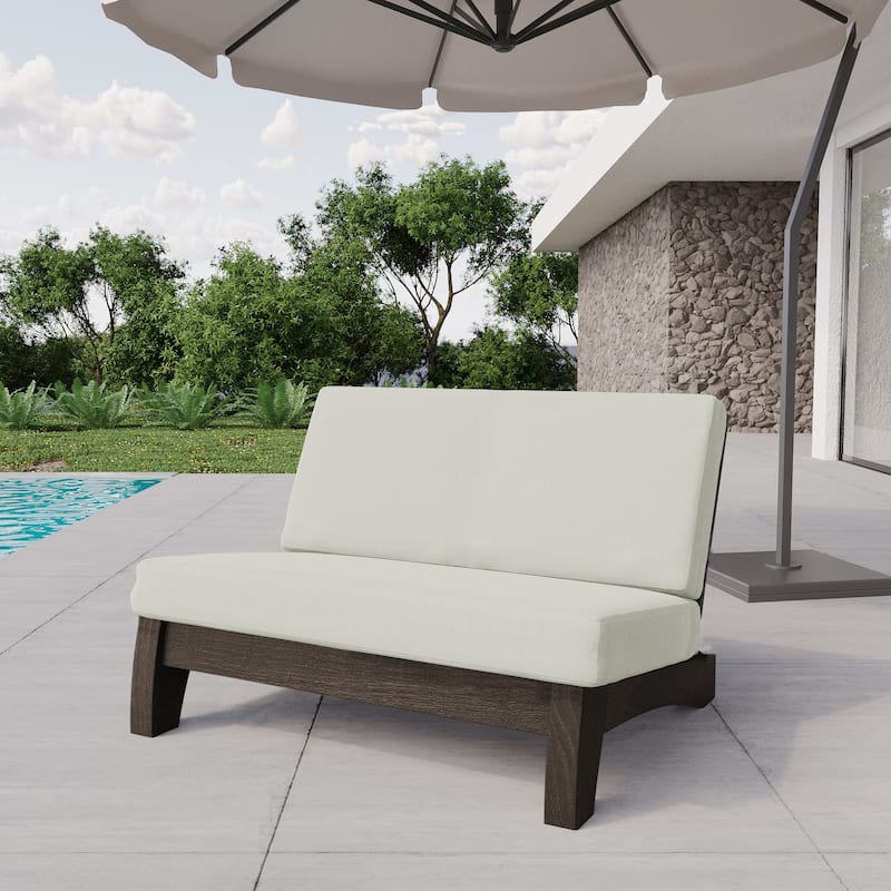 Wood Outdoor Sectional Furniture 2 Seat Armless Patio Sofa - White - White-Loveseat(Whole cushion)