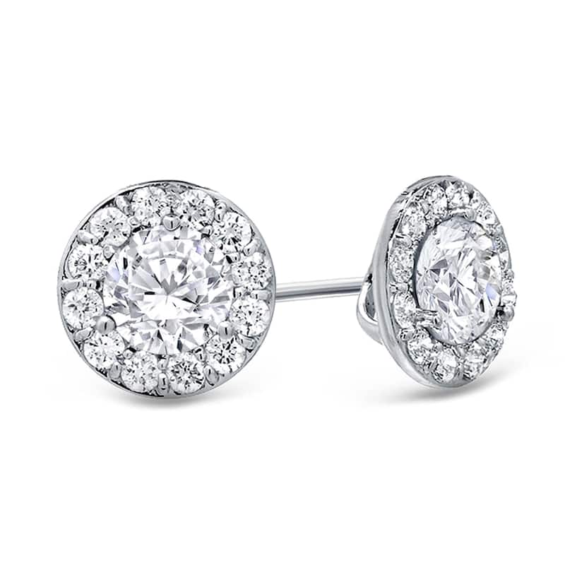 Auriya 14k Gold 2ctw Round Halo Diamond Stud Earrings (H-I, SI1-SI2) - White