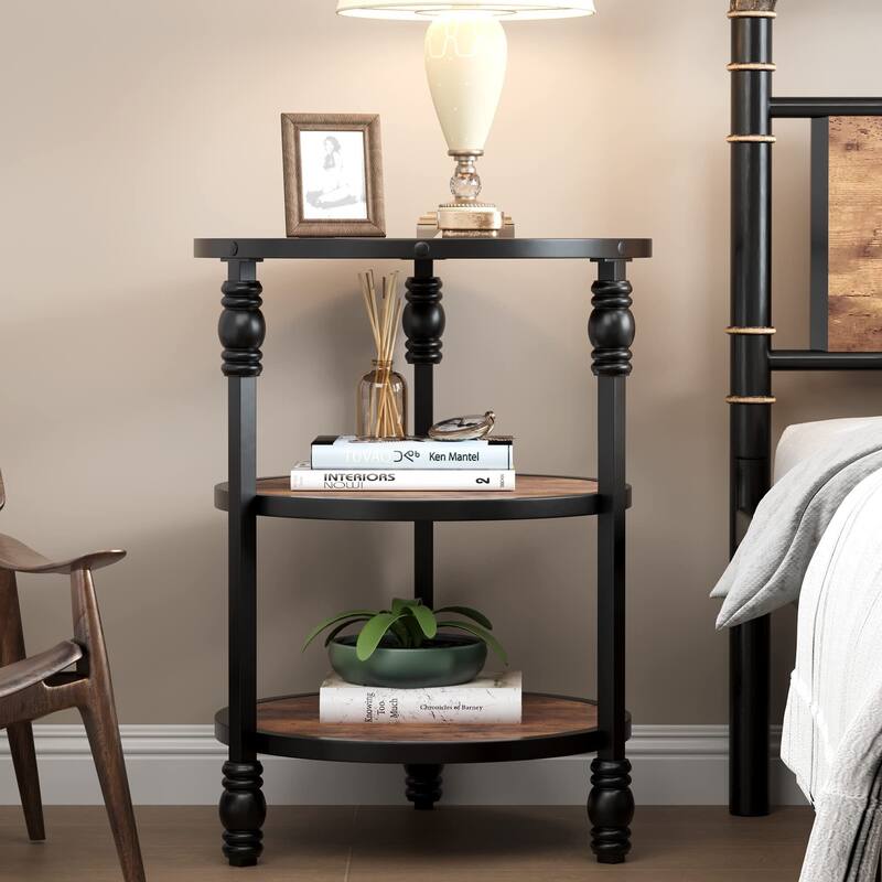 End Table 3-Tier Round Side Table Living Room Accent Table