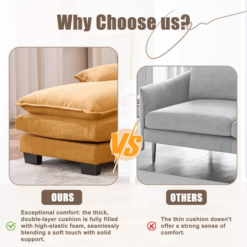 HOMEFUN Chenille Upholstered U-Shaped Modular Wood Frame Sleeper Sectional Sofa with Double Chaise