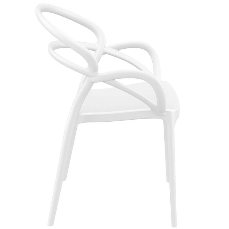 33" White Outdoor Patio Round Dining Arm Chair