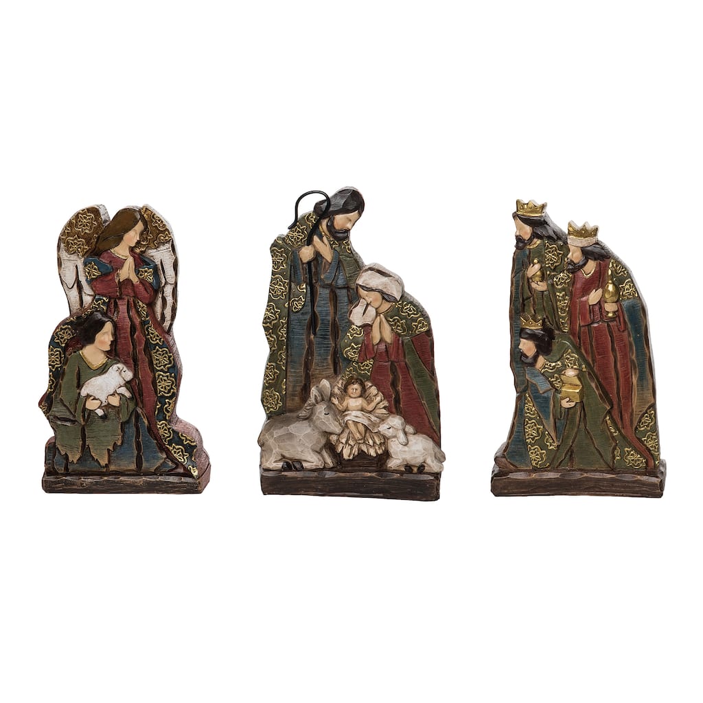Transpac Resin 8.86 in. Multicolor Christmas Ornate Nativity Scene Set of 3