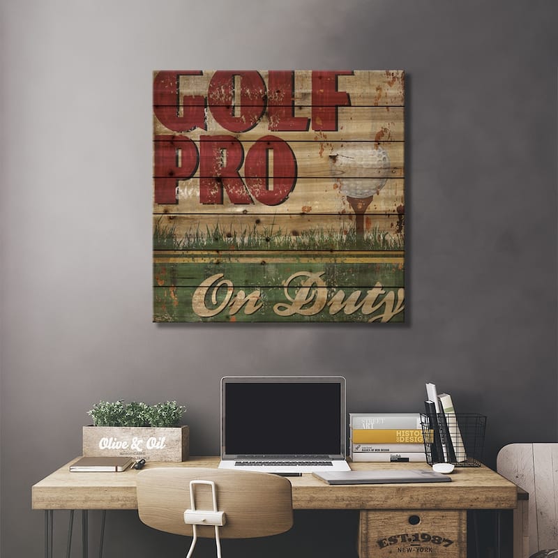 Golf Pro Print On Wood by Conrad Knutsen - Multi-Color