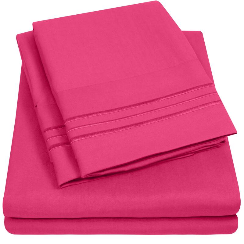 Deep Pocket Soft Microfiber 4-piece Solid Color Bed Sheet Set - Queen - Fuchsia