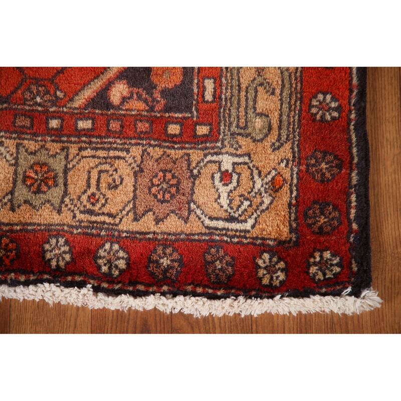 Geometric Zanjan Persian Vintage Area Rug Hand-knotted Wool Carpet - 4'11"x 12'11"