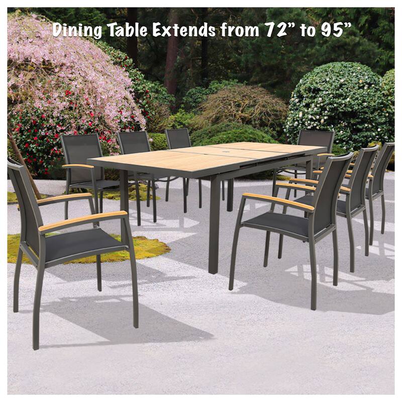 Galliano Dark Gray 9-Piece Aluminum Dining Set - N/A