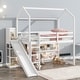 preview thumbnail 1 of 13, White House Twin Size Loft Bed with Slide, Storage Shelves, Climbing Ramp, and Adjustable Light for Fun and Safety White