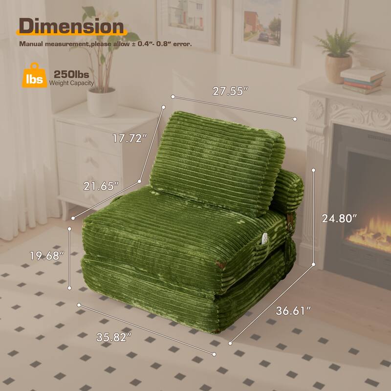 HOOOWOOO Modern Upholstery Fabric Folding Sofa Couch