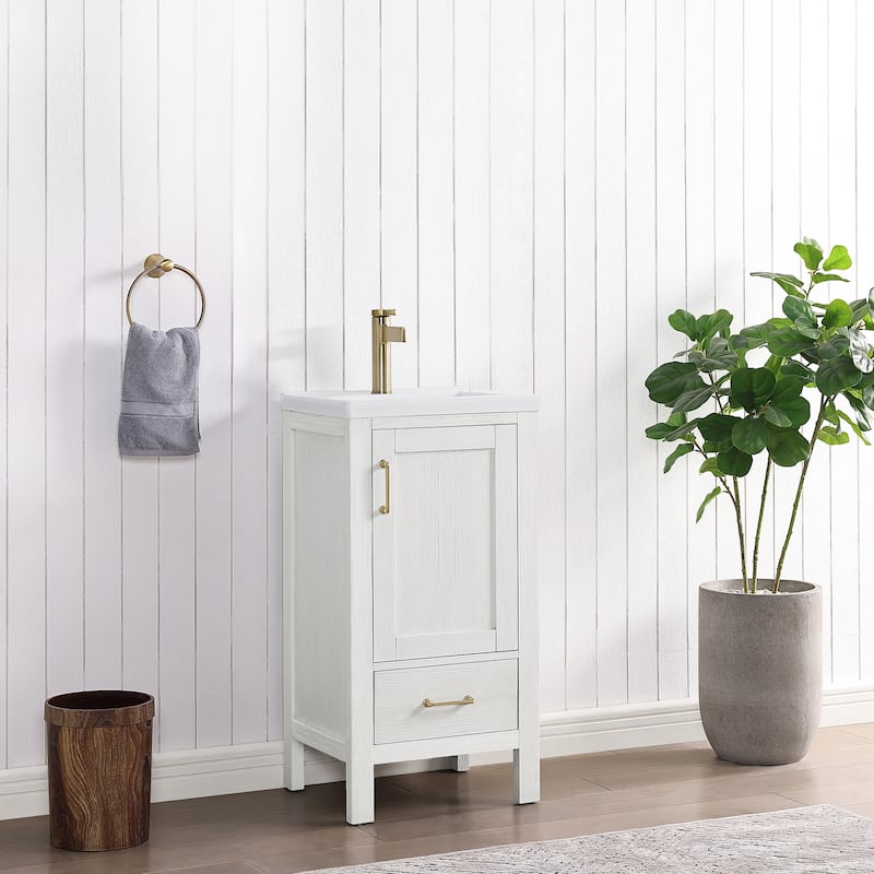 Gela Single Sink Bath Vanity with Drop-In Ceramic Basin without Mirror