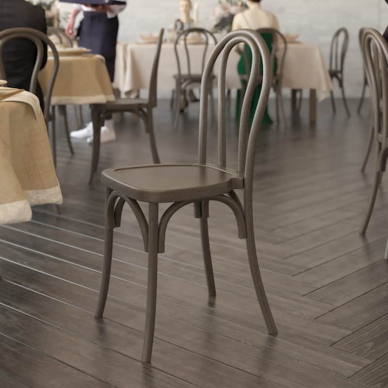 2PK Indoor/Outdoor Commercial Grade Wood Look Resin Thonet Style Chair - 16.5"W x 19.25"D x 36"H