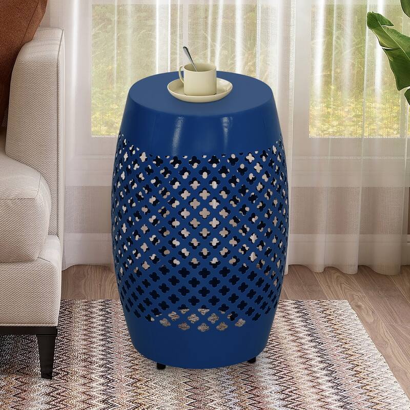 Maypex 18Inch H Geometric Cut Iron Side Table