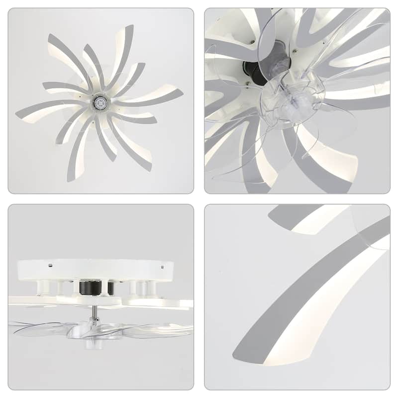 31" Modern Flush Mount Ceiling Fan with Dimmable Light and Remote Control,6-Speed Reversible Ceiling Fan - 30.7Inch