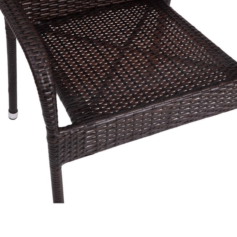 Indoor/Outdoor Stacking Steel Framed Wicker Dining Armchairs - 4 Pack
