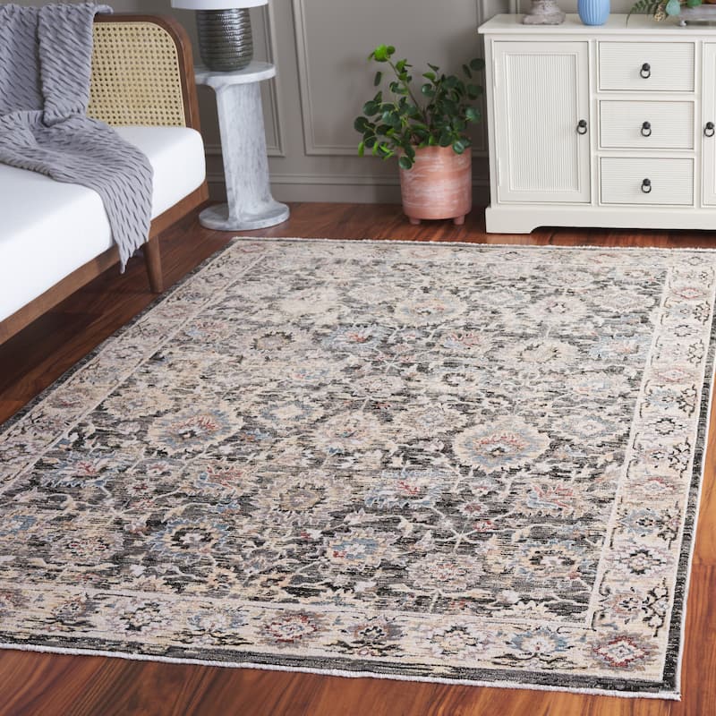 SAFAVIEH Artifact Ambra Vintage Rug - 6'7" Square - Charcoal/Ivory