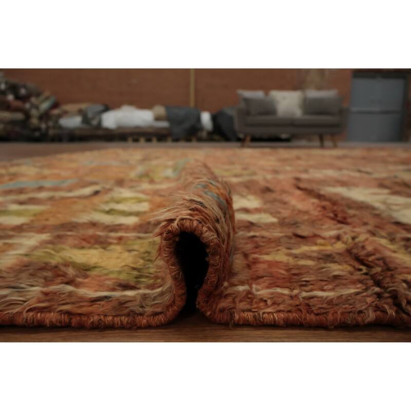 Hand Knotted Oriental 100% Wool Carpet Modern Tribal Oranges & Rust Moroccan Area Rug - 16' 4'' X 13' 3''