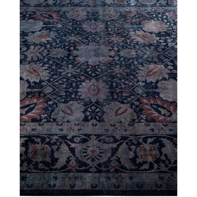 Overton Hand Knotted Wool Vintage Inspired Modern Contemporary Overdyed Purple Area Rug - 6' 2" x 9' 2"