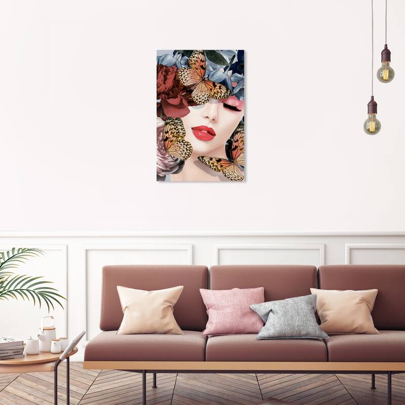 Wynwood Studio Canvas Fashion and Glam Monarch in the Meadow Pink and Pastel Pink Glam Wall Art Canvas Print - 30 x 20