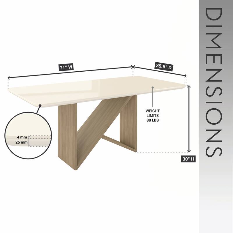 6 Seater Italian-Style Dining Table, Natural and Oak