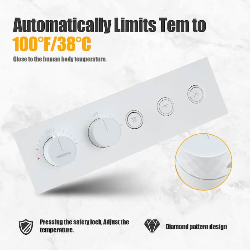 Luxury Thermostatic Shower System 5-Spray Patterns 16" Ceiling Mount Fixed and Handheld Shower Head - 15.7" x 15.7"