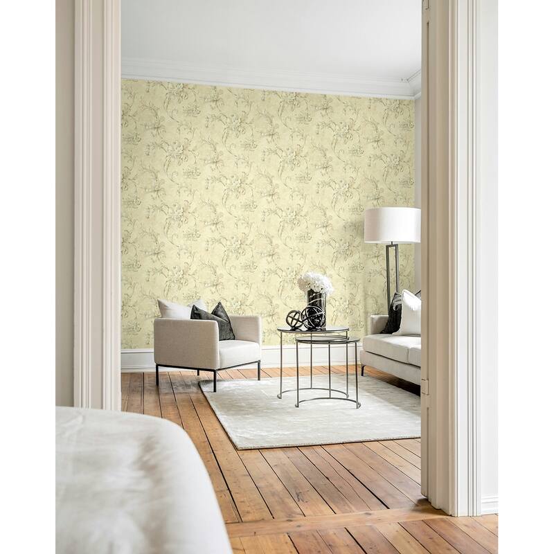 Seabrook Design Apollo Leaf Scroll Unpasted Wallpaper