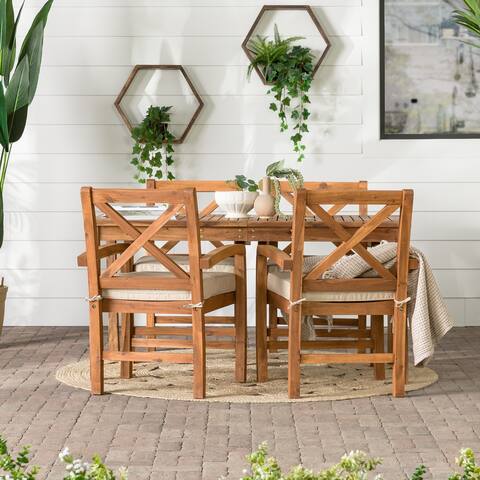 Middlebrook Surfside 5-Piece Acacia Wood X-Back Outdoor Dining Set - 24 x 20 x 37h