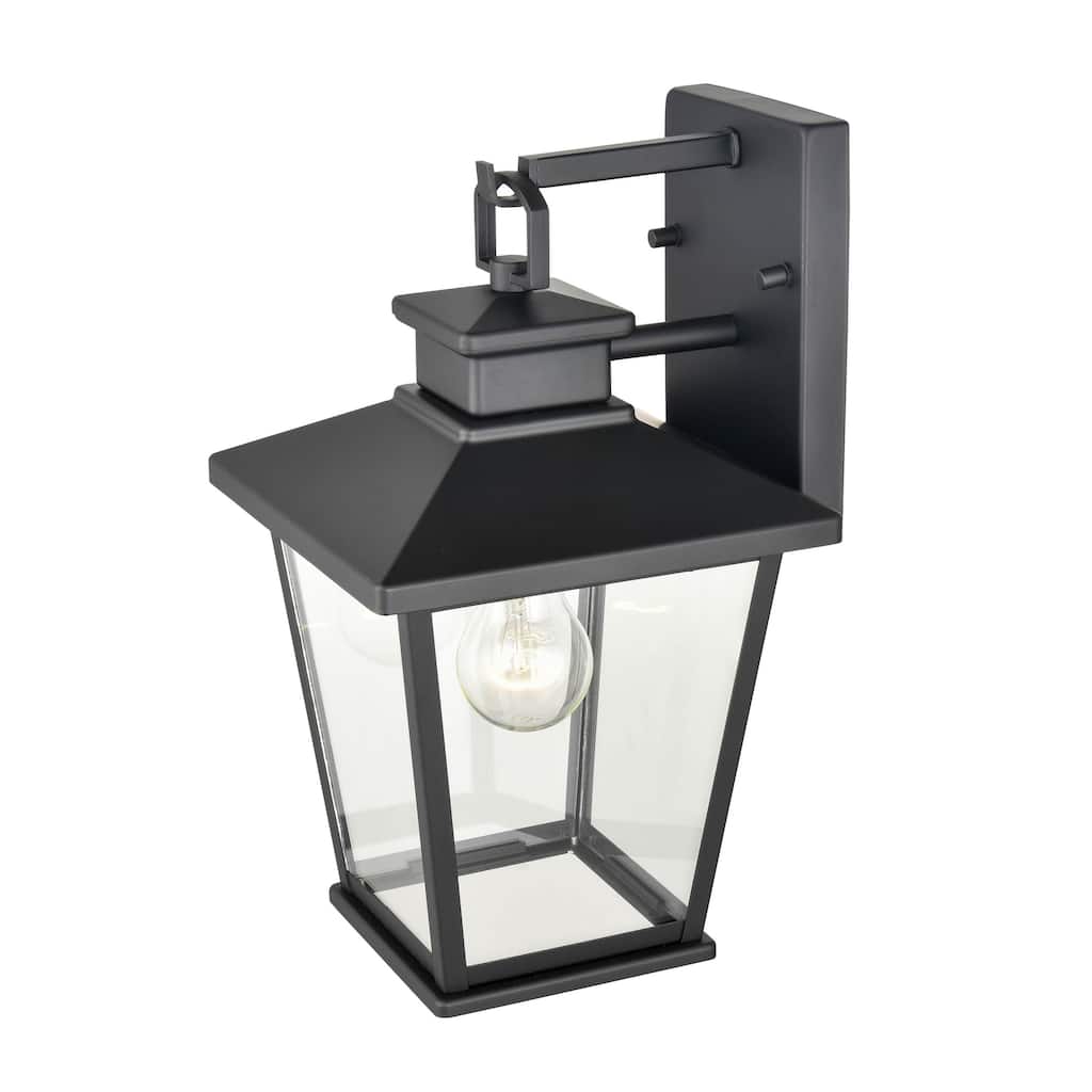 Millennium Lighting Bellmon 1 Light Outdoor Wall Sconce in Powder Coat Black with Clear Glass Shade