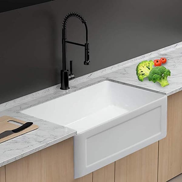 Fireclay 24 in. Single Bowl Farmhouse/ Apron-Front Porcelain Ceramic Kitchen Sink in White Fireclay 24 in. Single Bowl Farmhouse/ Apron-Front Porcelain Ceramic Kitchen Sink in White