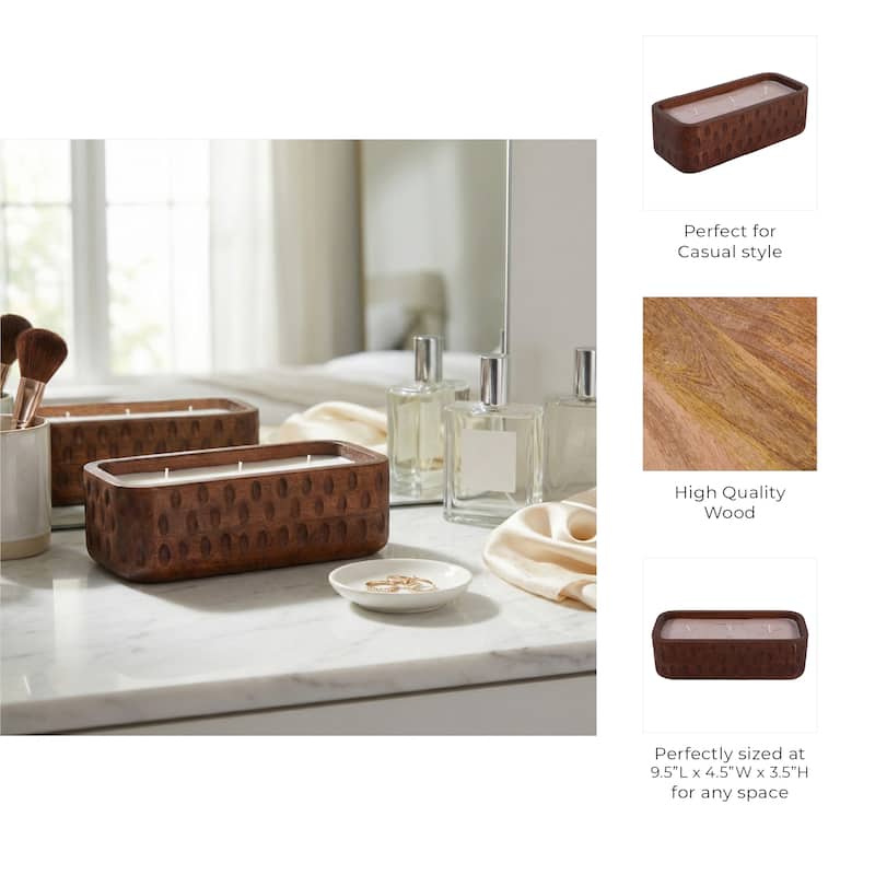 Decorative Vanilla Scented Mango Wood Candle - 10", Brown - 9.5"