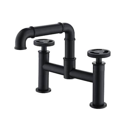 Double Handle Widespread Bathroom Faucet Matte Black Two Hole Bridge Sink Faucet For Kitchen Bathroom Basin Vanity Taps