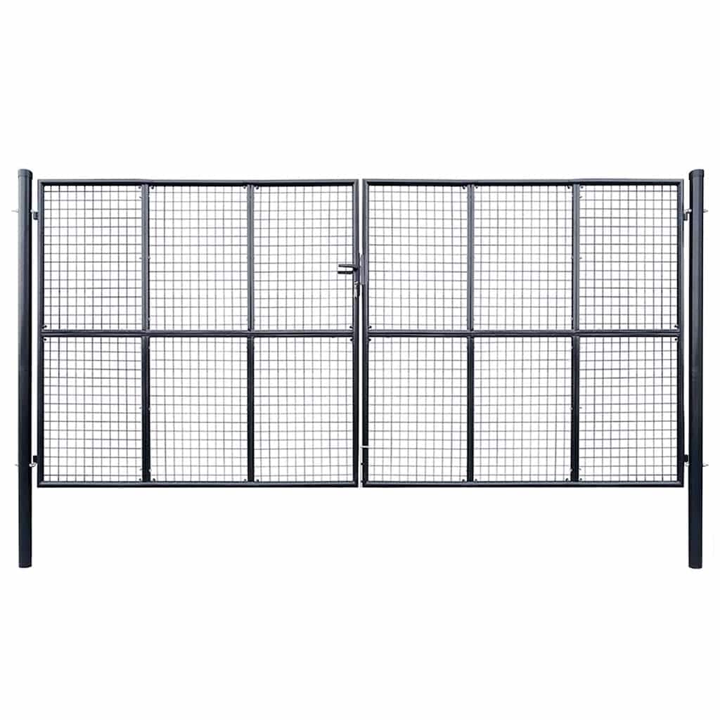 vidaXL Mesh Garden Gate Galvanised Steel 157.5x78.7" Grey - 163.4 x 98.4"