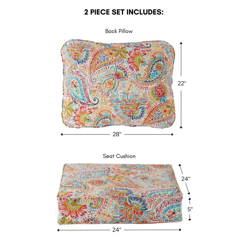 Outdoor 2-Piece Reversible Deep Seat Cushion Set (Cushions Only)