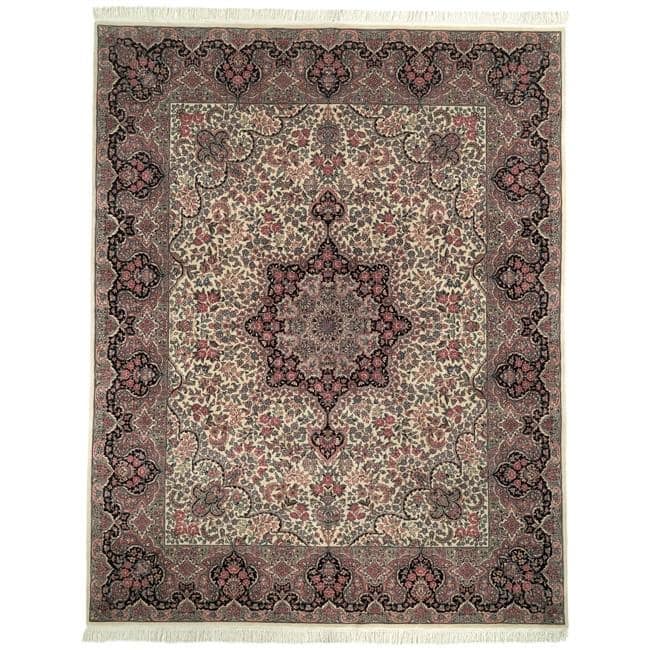 SAFAVIEH Couture Hand-knotted Royal Kerman Avdotya Traditional Oriental Wool - 6' x 9' - Black/Ivory - Rectangle