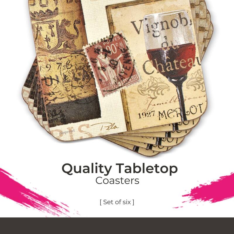 Pimpernel Set of 6 The French Cellar Coasters - 4 Inches Sq.