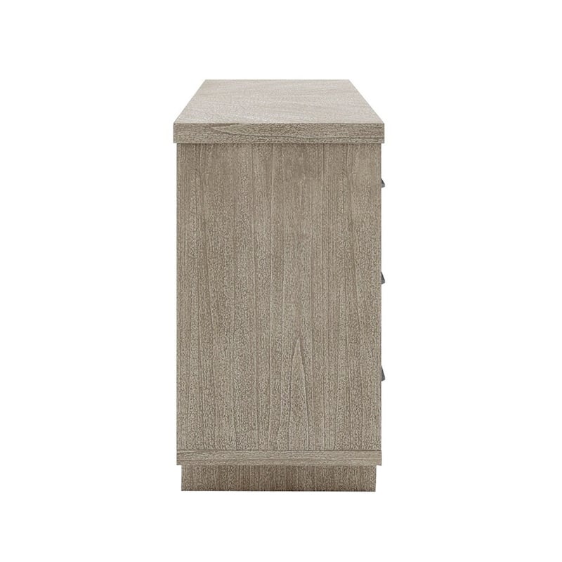 3 Drawers and 2 Doors Wooden Server with Black Iron Handle in Natural