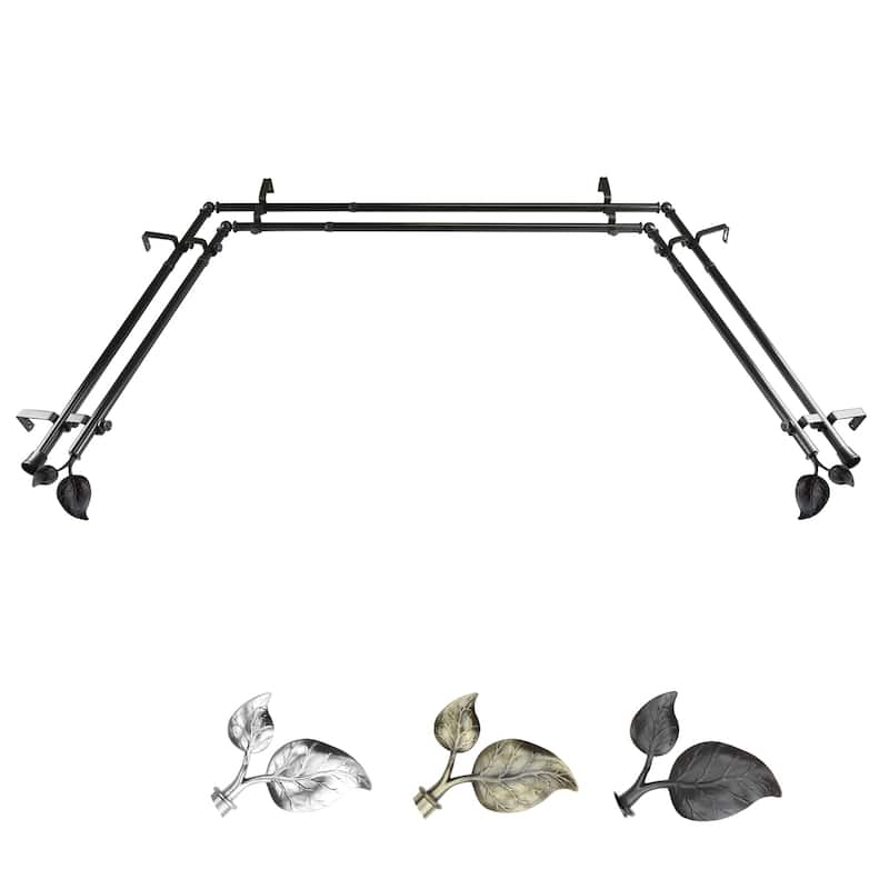 African Curtain Rods & Hardware Set - Adjustable Antique Brass Rods with Unique Finials - 20-72" Wide - M