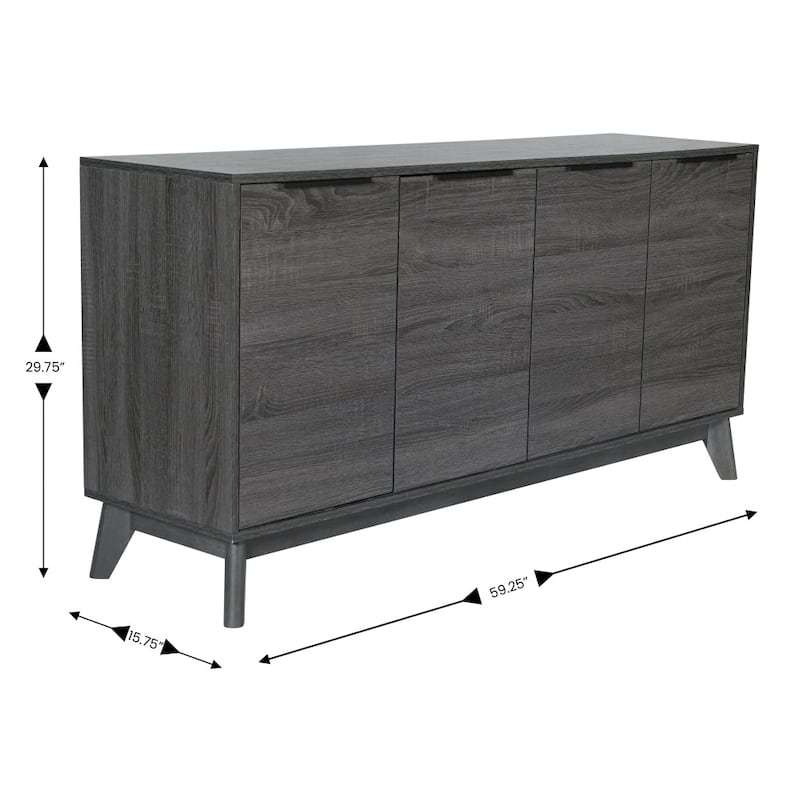 60" Buffet Cabinet with 4 Soft Close Doors and Adjustable Shelves - 15.75"D x 59.25"W x 29.75"H