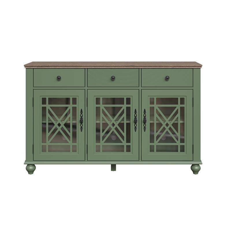 55" Vintage Style Kitchen Accent Buffet Sideboard Cabinet w/ Drawers - 55" in Width