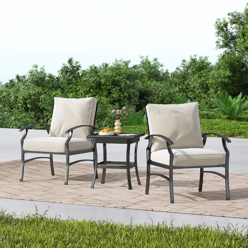 3-Piece Outdoor Metal Bistro Set with Cushion