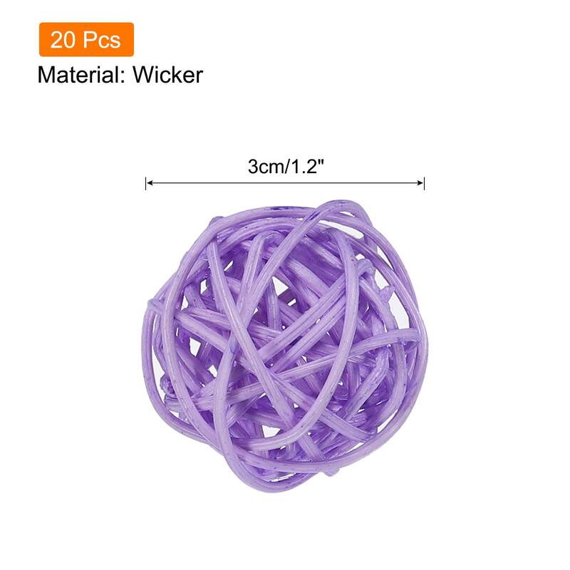 20 Pcs Wicker Rattan Balls 1.2In for Vase Fillers Party Decorative - Light Purple