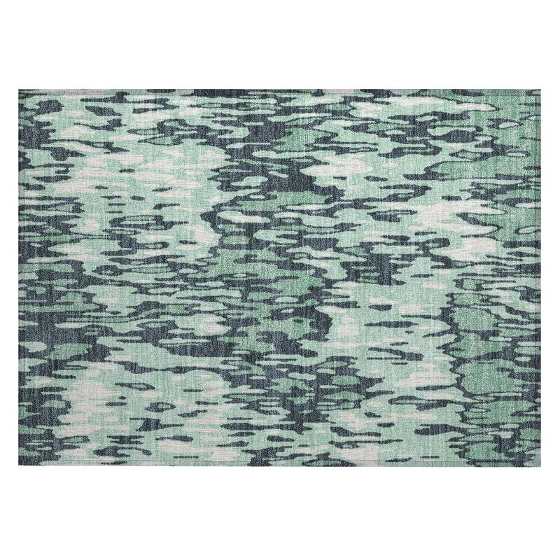 Machine Washable Indoor/ Outdoor Modern Watercolor Chantille Rug